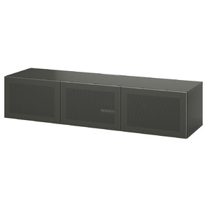 BESTÅ TV bench with doors, dark grey/Mörtviken dark grey, 180x42x38 cm