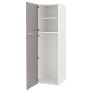 ENHET High cabinet storage combination, white/grey frame, 60x62x210 cm