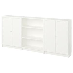BILLY / OXBERG Bookcase combination with doors, white, 240x106 cm