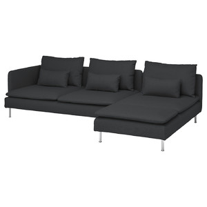 SÖDERHAMN 4-seat sofa with chaise longue, and open end Fridtuna/dark grey