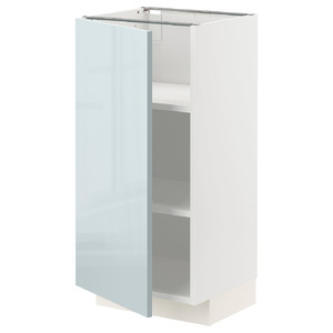 METOD Base cabinet with shelves, white/Kallarp light grey-blue, 40x37 cm