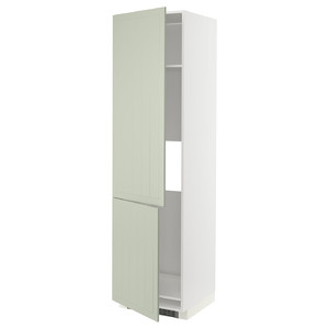 METOD High cab f fridge/freezer w 2 doors, white/Stensund light green, 60x60x220 cm