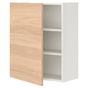 ENHET Wall cb w 2 shlvs/door, white, oak effect, 60x30x75 cm