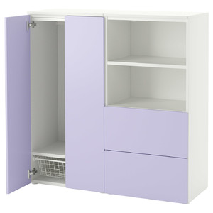 SMÅSTAD / PLATSA Storage combination, white/lilac, 120x42x123 cm