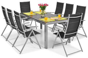 Outdoor Dining Set Table & 8 Chairs MODENA MAX, aluminium, black