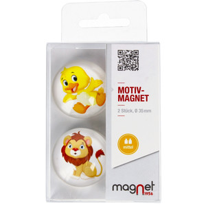 Glass Motiv Magnet 3.5cm 2pcs Duck/Lion