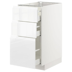 METOD/MAXIMERA Base cabinet with 3 drawers, High-gloss, white, 40x60 cm