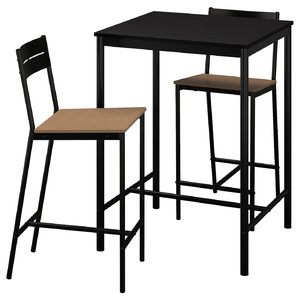 SANDSBERG / SANDSBERG Bar table and 2 bar stools, black/black, 67x67 cm