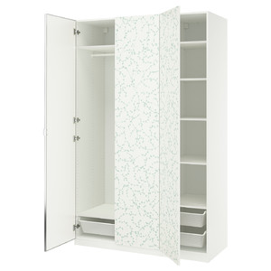 PAX / LINNABERG/ÅHEIM Wardrobe combination, white patterned/mirror glass, 150x58x236 cm