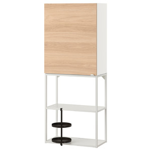 ENHET Wall storage combination, white, oak effect, 60x30x150 cm