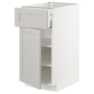 METOD / MAXIMERA Base cabinet with drawer/door, white/Lerhyttan light grey, 40x60 cm