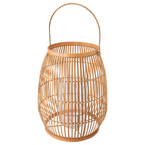 HÖVISK Lantern for block candle, handmade bamboo, 29 cm