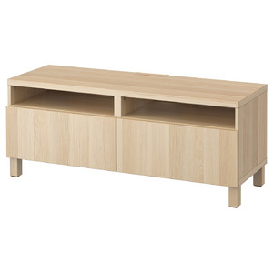 BESTÅ TV bench with drawers, Lappviken white stained oak