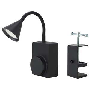 TÅGVIRKE LED spotlight and clamp, battery-operated outdoor/dimmable black