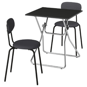 GUNDE / ÖSTANÖ Table and 2 chairs, folding black/Remmarn dark grey, 67x67 cm