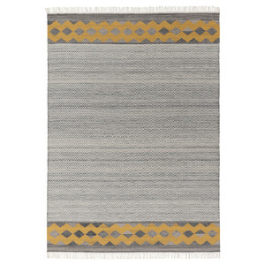 RYSSGRÄS Rug, flatwoven, grey-yellow/handmade, 170x240 cm