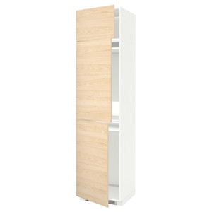 METOD High cab f fridge/freezer w 3 doors, white/Askersund light ash effect, 60x60x240 cm