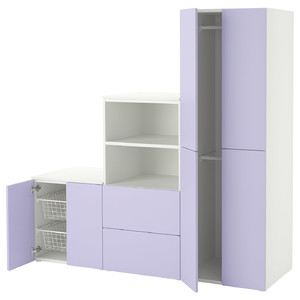 SMÅSTAD / PLATSA Storage combination, white/lilac, 180x57x181 cm