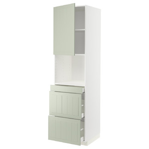 METOD / MAXIMERA Hi cab f micro combi w door/3 drwrs, white/Stensund light green, 60x60x220 cm