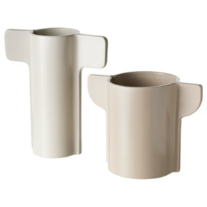 PELARRÖNN Vase, set of 2, light beige/grey-beige