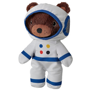 AFTONSPARV Soft toy with astronaut suit, bear, 28 cm
