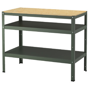 BROR Work bench, grey-green/pine plywood, 110x55 cm