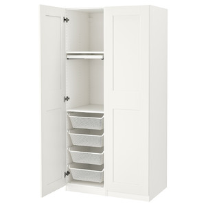 PAX / GRIMO Wardrobe combination, white/white, 100x60x201 cm