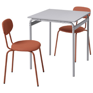 GRÅSALA / ÖSTANÖ Table and 2 chairs, grey/Remmarn red-brown, 67 cm