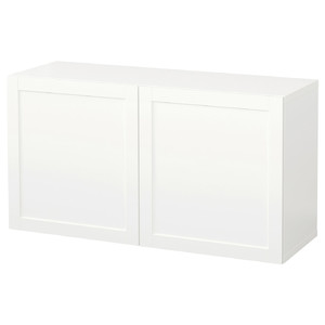 BESTÅ Wall-mounted cabinet combination, white/Hanviken white, 120x42x64 cm