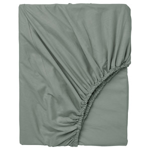 DVALA Fitted sheet, grey-green, 160x200 cm