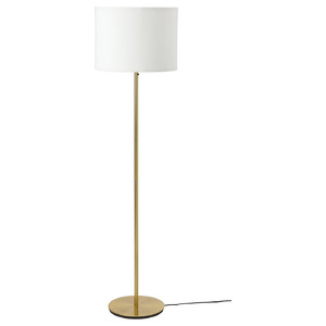 RINGSTA / SKAFTET Floor lamp, white, brass