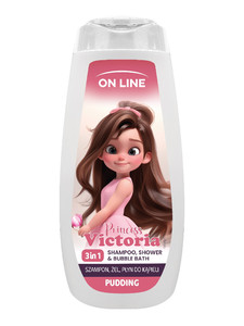 ON LINE KIDS Princess Victoria 3in1 Shampoo, Shower & Bubble Bath Pudding 400ml