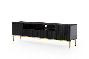 TV Cabinet Nicole 200cm, matt black, gold legs