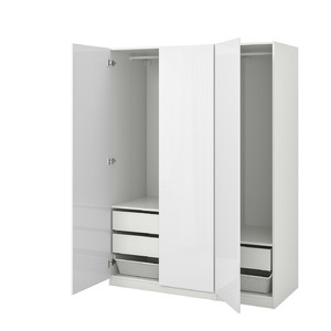 PAX Wardrobe, white, Fardal high-gloss white, 150x60x201 cm