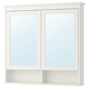 HEMNES Mirror cabinet with 2 doors, white, 103x16x98 cm