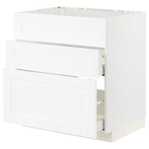 METOD / MAXIMERA Base cab f sink+3 fronts/2 drawers, white Enköping/white wood effect, 80x60 cm