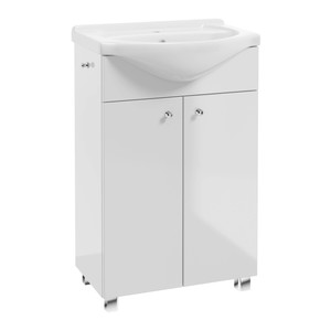 Bathroom Vanity Unit with Wash-Basin Pat 55 cm, white gloss