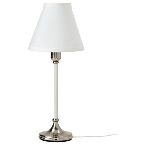 FLYGHÖJD Table lamp, nickel-plated/white, 54 cm