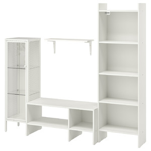 BAGGEBO TV storage combination, white metal, 174x35x160 cm