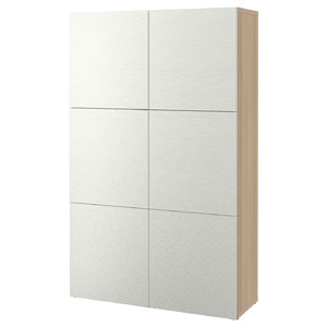 BESTÅ Storage combination with doors, white stained oak effect, Laxviken white, 120x42x193 cm