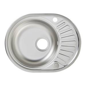 Steel Kitchen Sink Liebig 1 Bowl with Drainer, satin, round