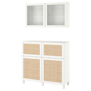 BESTÅ Storage combination w doors/drawers, white Studsviken/Stubbarp/white woven poplar, 120x42x213 cm