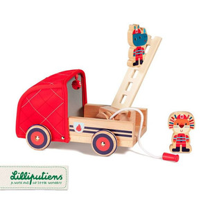 LILLIPUTIENS Wooden fire truck with retractable hose, ladder and bell Rhino Marius 2+