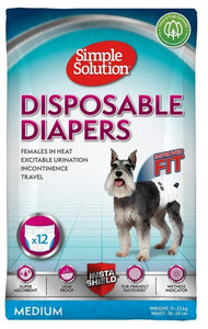 Simple Solution Disposable Female Dog Diapers – Medium 12pcs