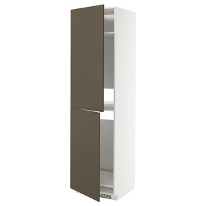 METOD High cabinet for fridge/freezer, white/Havstorp brown-beige, 60x60x220 cm