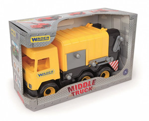 Wader Middle Truck Garbage Truck, yellow, 42cm 3+