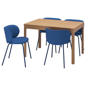 EKEDALEN / KRYLBO Table and 4 chairs, oak/Tonerud blue, 120/180 cm
