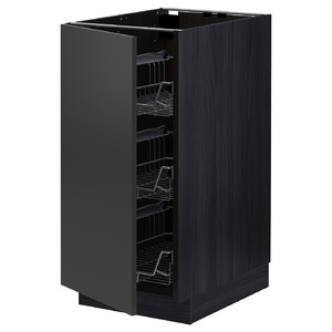 METOD Base cabinet with wire baskets, black/Nickebo matt anthracite, 40x60 cm