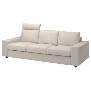 VIMLE 3-seat sofa, with headrest with wide armrests/Gunnared beige