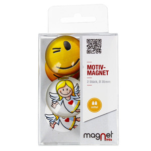 Glass Motiv Magnet 3.5cm 2pcs Smiley/Angel